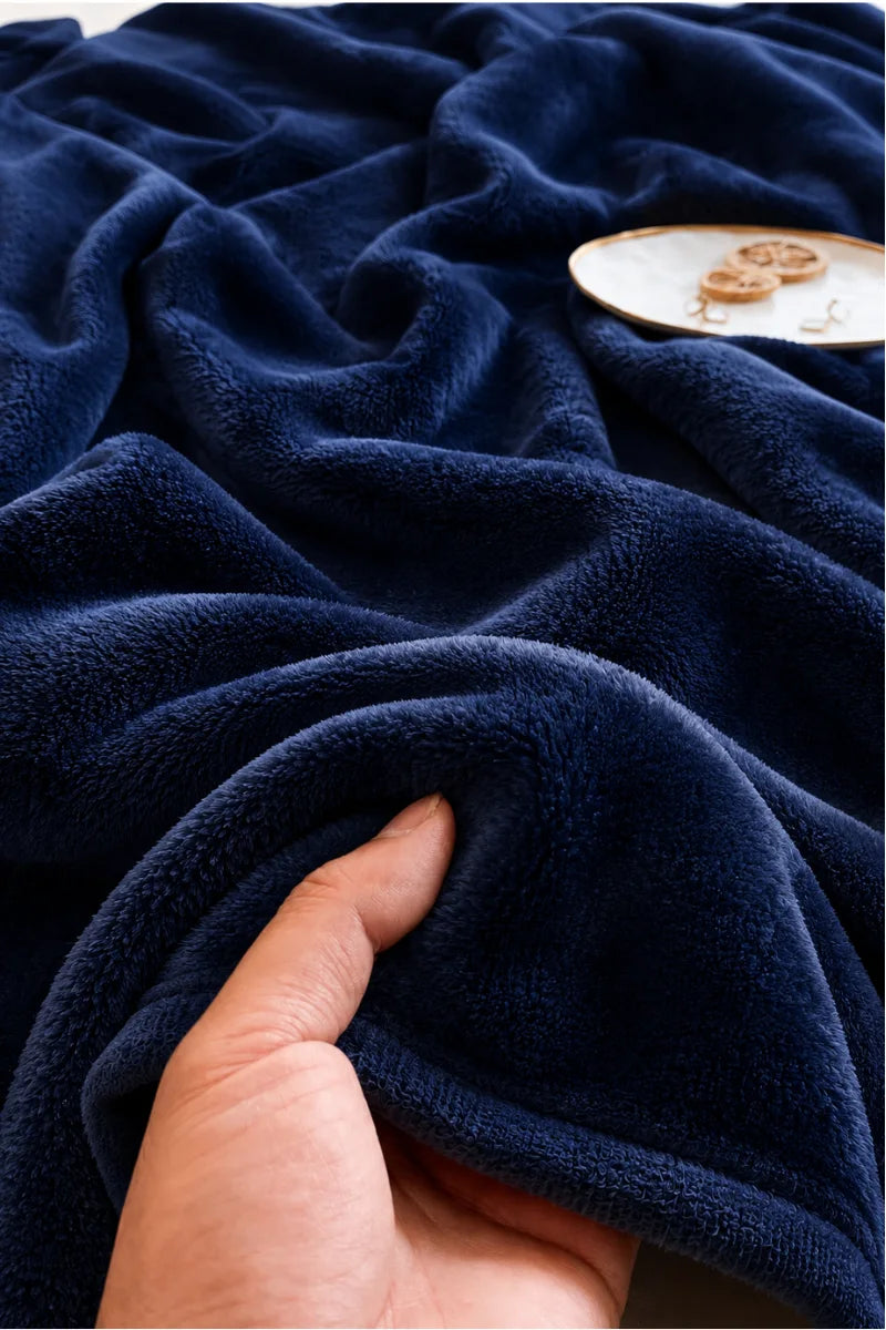 Navy Blue Fleece Throw Blanket