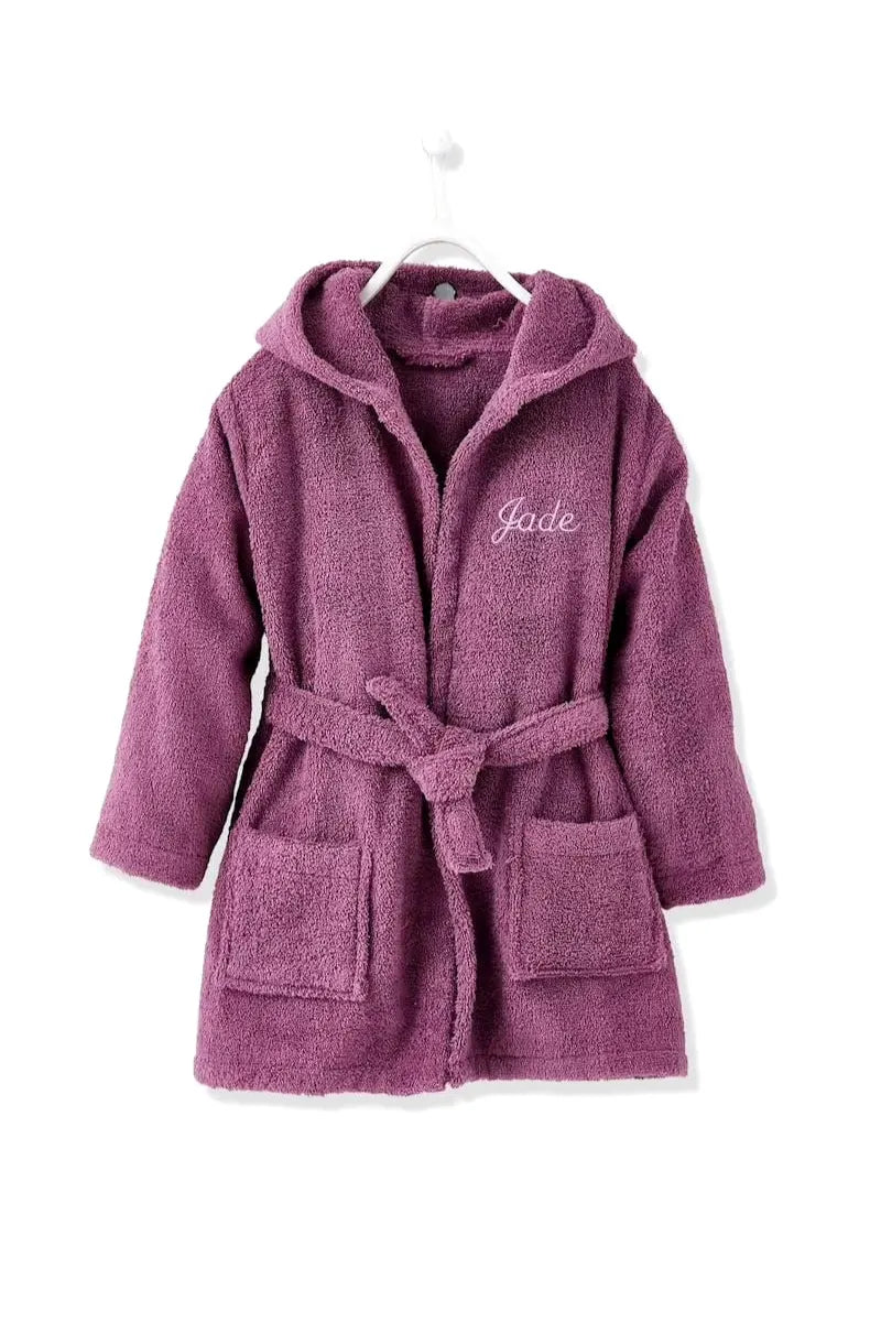 Deer Hooded Kids Bathrobe – Mauve (Ages 9 Months to 10 Years)