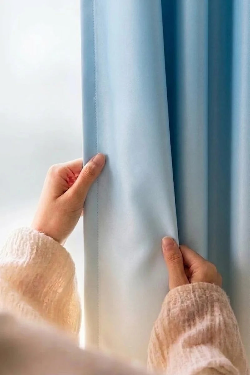 Ice Blue Frosted Ombre Velvet Curtains – Set of 2 Panels