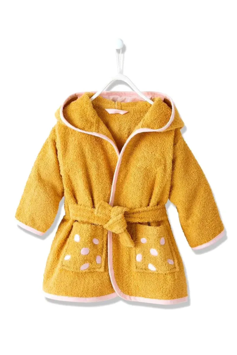 Giraffe Hooded Kids Bathrobe – Yellow (Ages 9 Months to 3 Years)