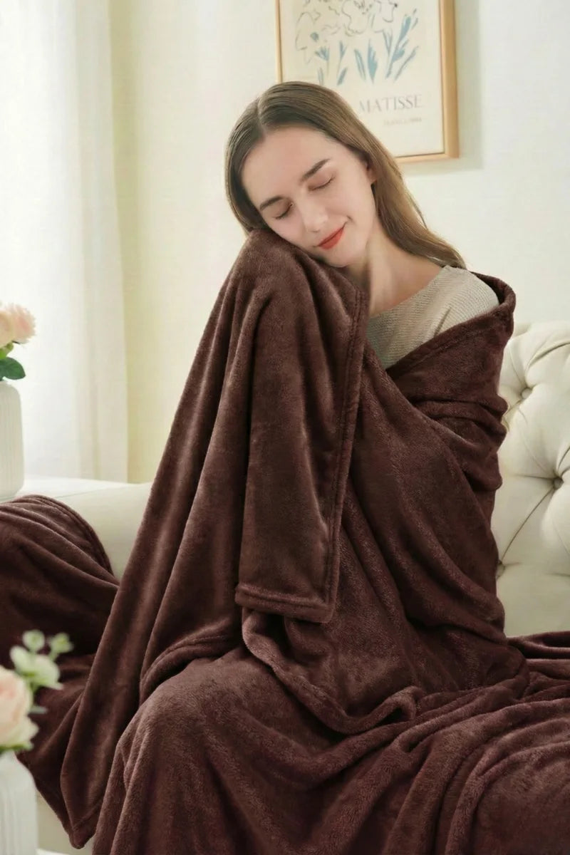 Dark Brown Fleece Throw Blanket