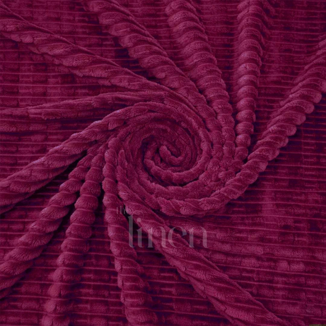 Luxurious Maroon Embossed Blanket | Coral AC Fleece