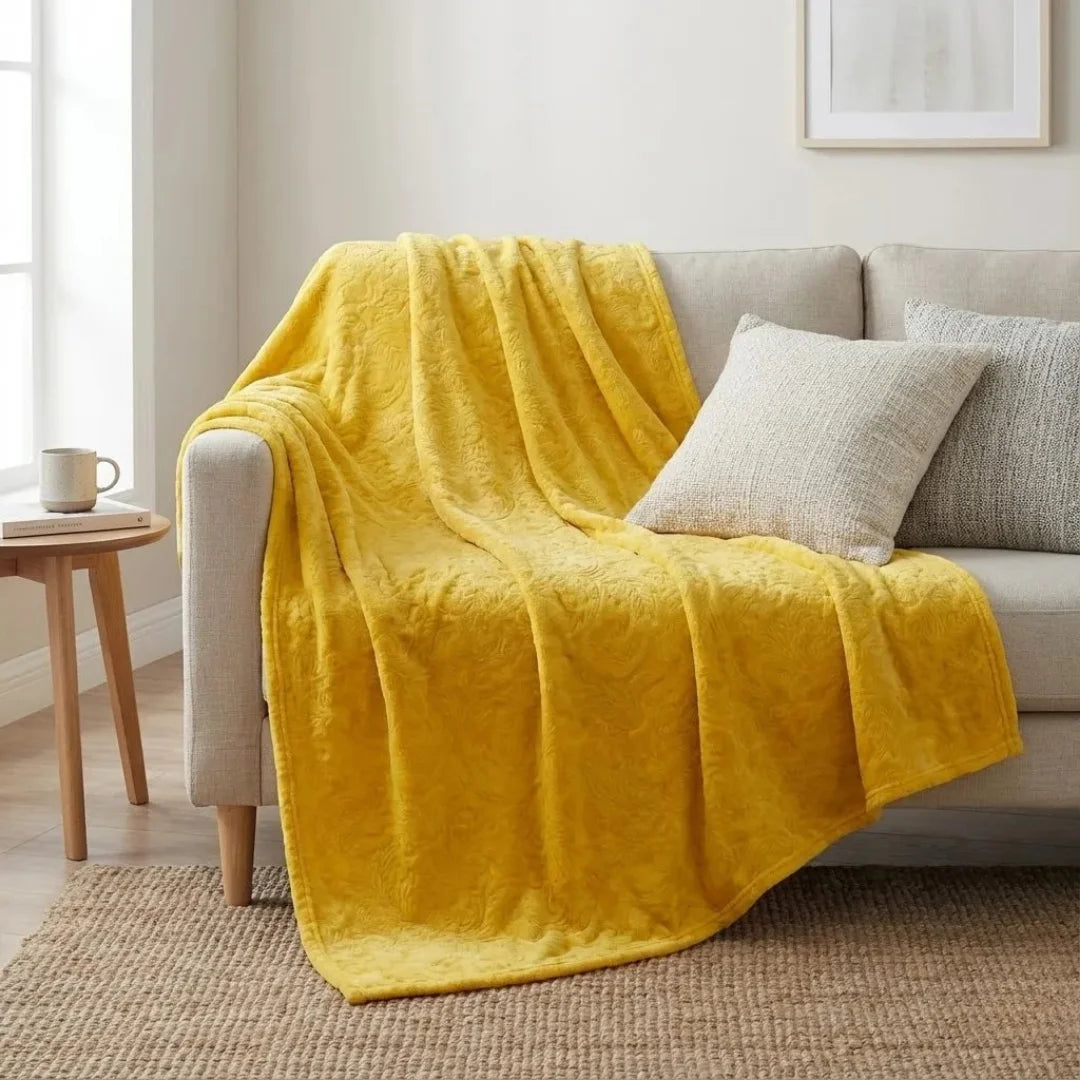 Lemon Yellow Embossed Blanket