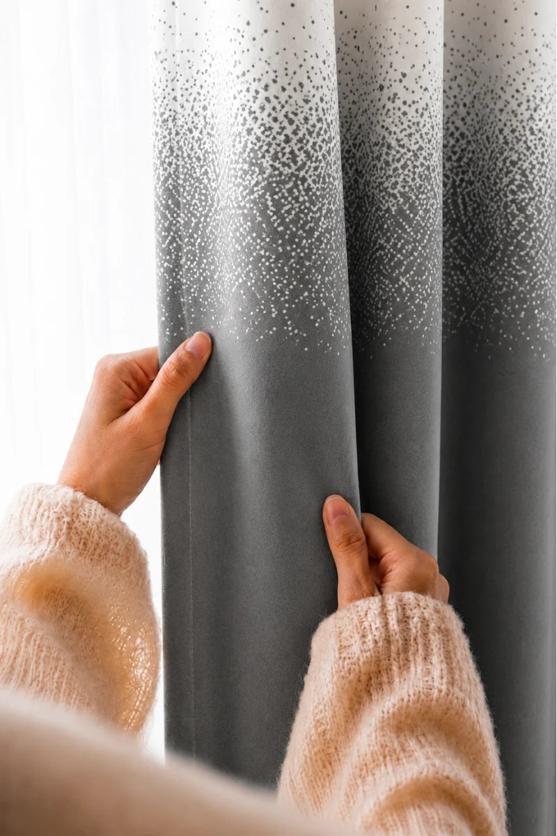 Silver Grey Speckled Ombre Velvet Curtains – Set of 2 Panels