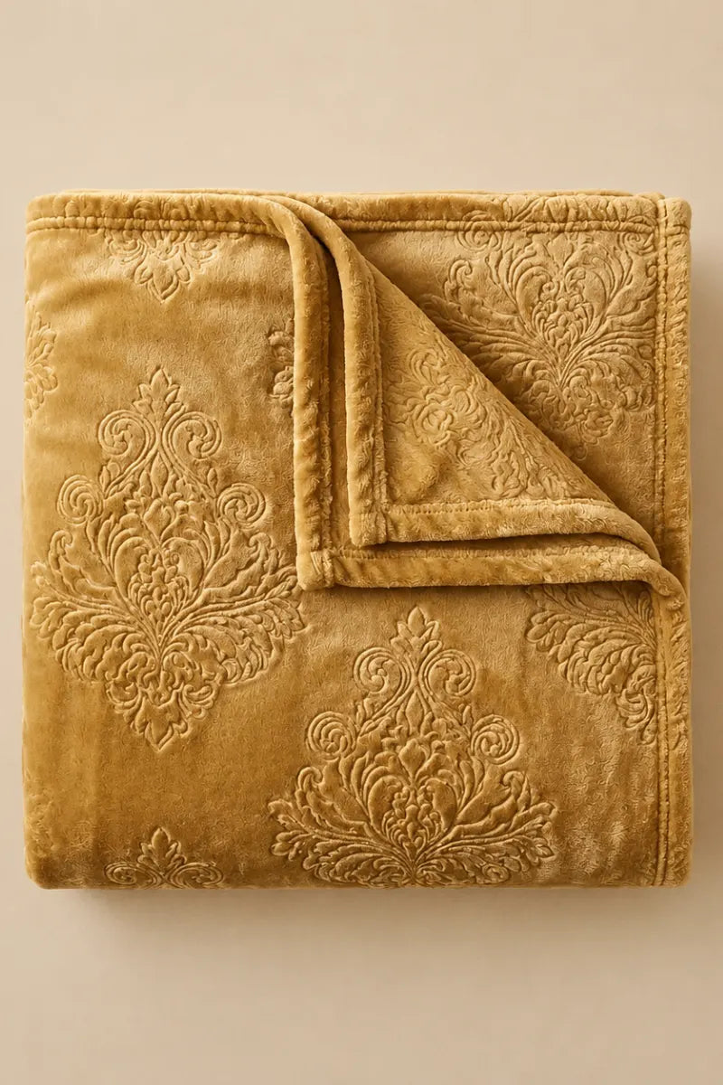 Golden Brown Embossed Blanket