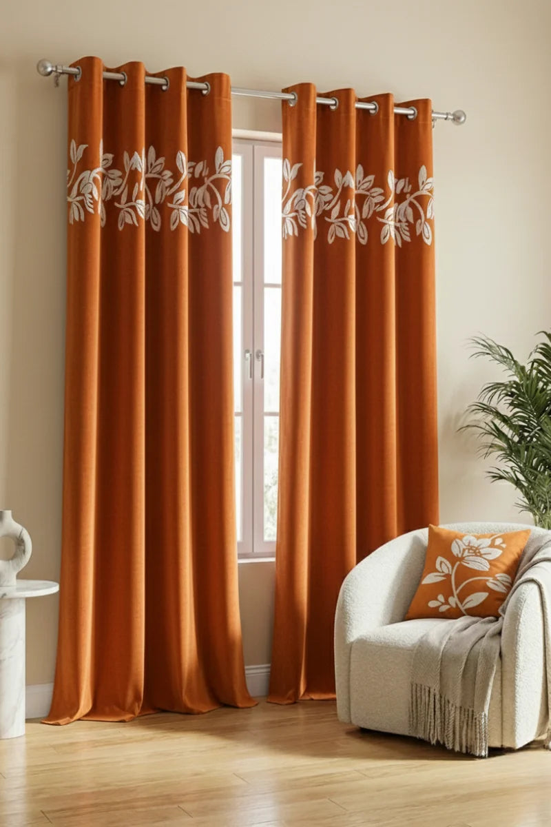 Rust Orange Luxury Velvet Curtains Set of 2 | Soft & Elegant