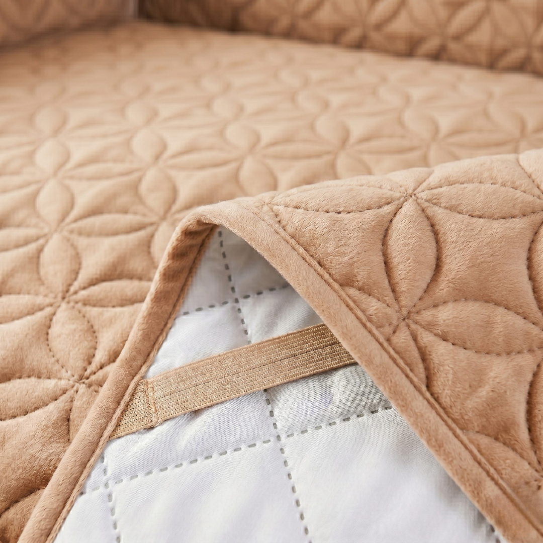 Premium Ultrasonic Quilted Sofa Cover (Skin Golden)