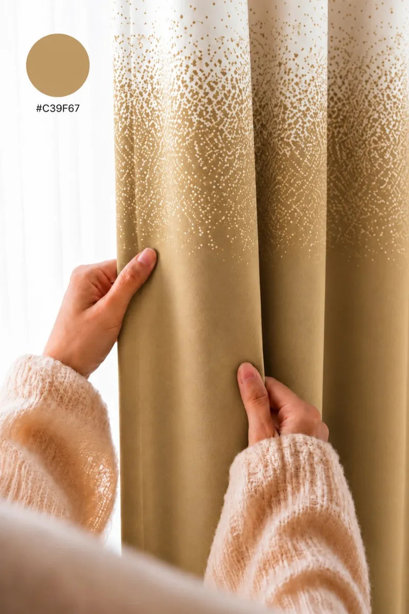 Champagne Gold (#C39F67) Speckled Ombre Velvet Curtains – Set of 2 Panels