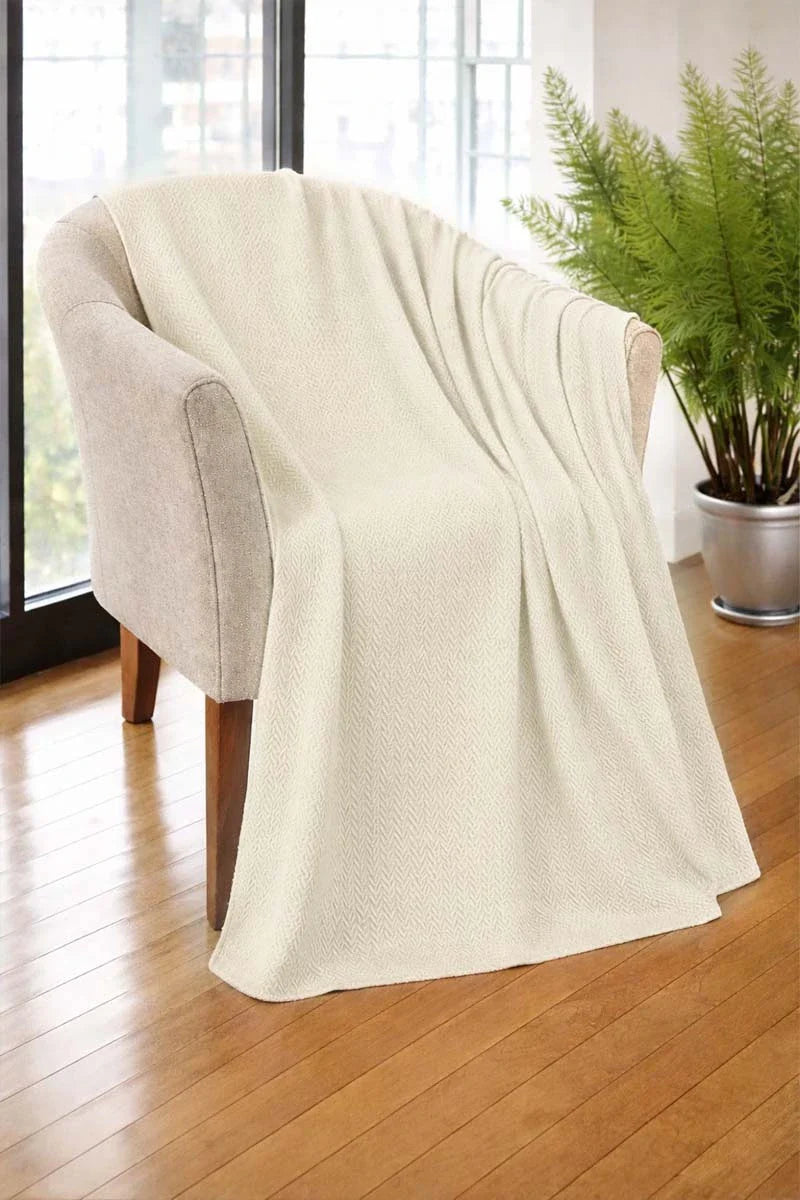 Zig-Zag Chevron Cotton Thermal Blanket – All-Season Cozy Throw