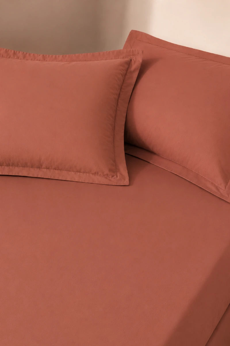 Terracotta Solid 3-Piece Bedsheet Set