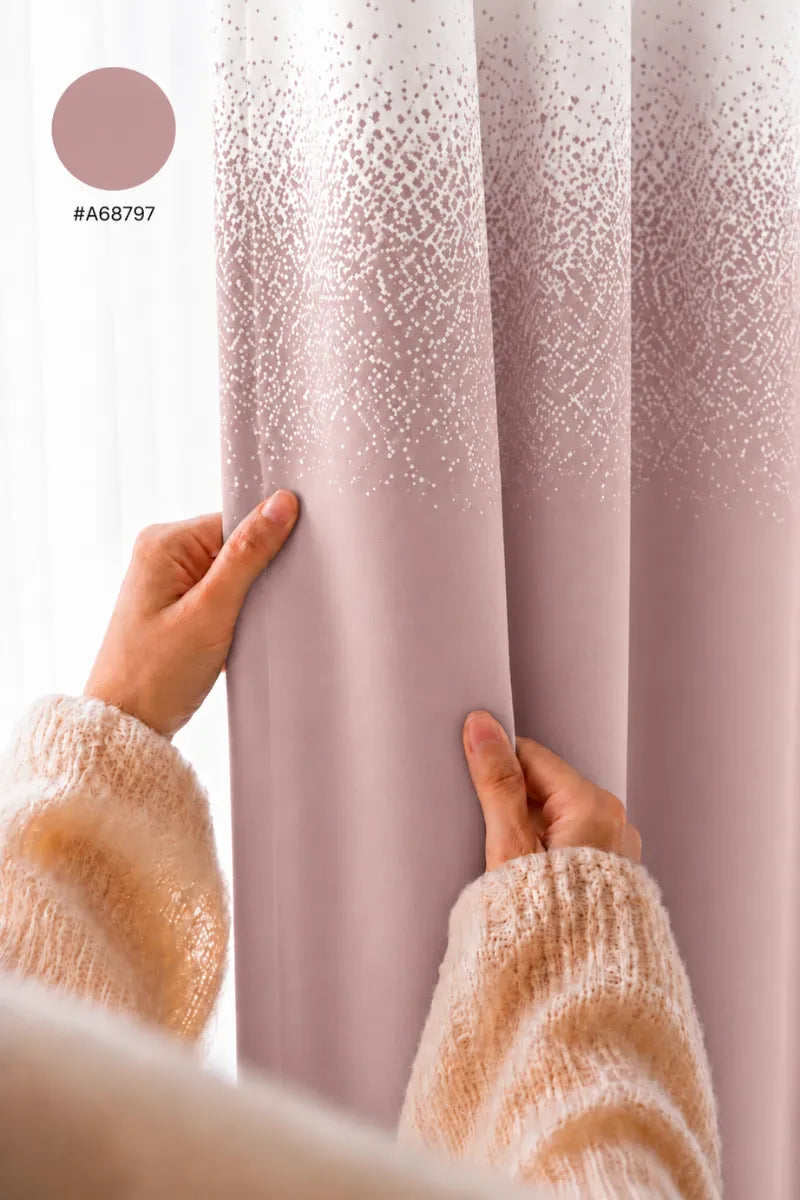 Soft Blush Pink (#A68797) Speckled Ombre Velvet Curtains – Set of 2 Panels