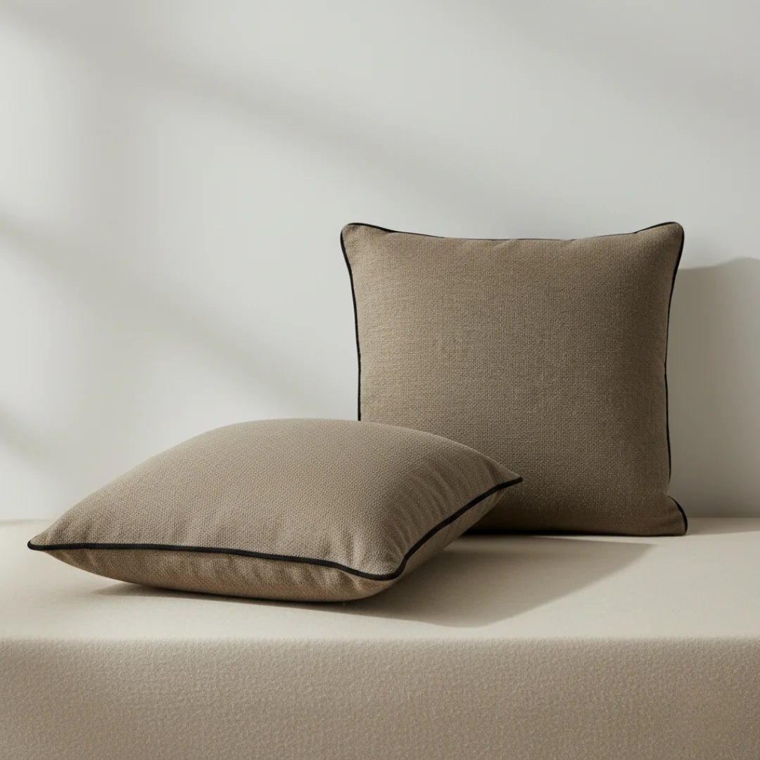 Chocolate Brown Modern Terry Cushion – Soft Texture & Hidden Zip (Pack of 2)