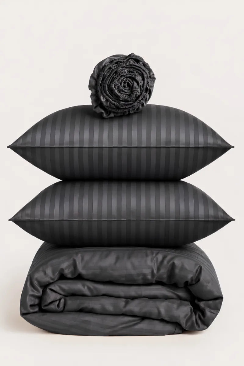 Charcoal Grey Quilt Cover Set (6PCS - King Size)