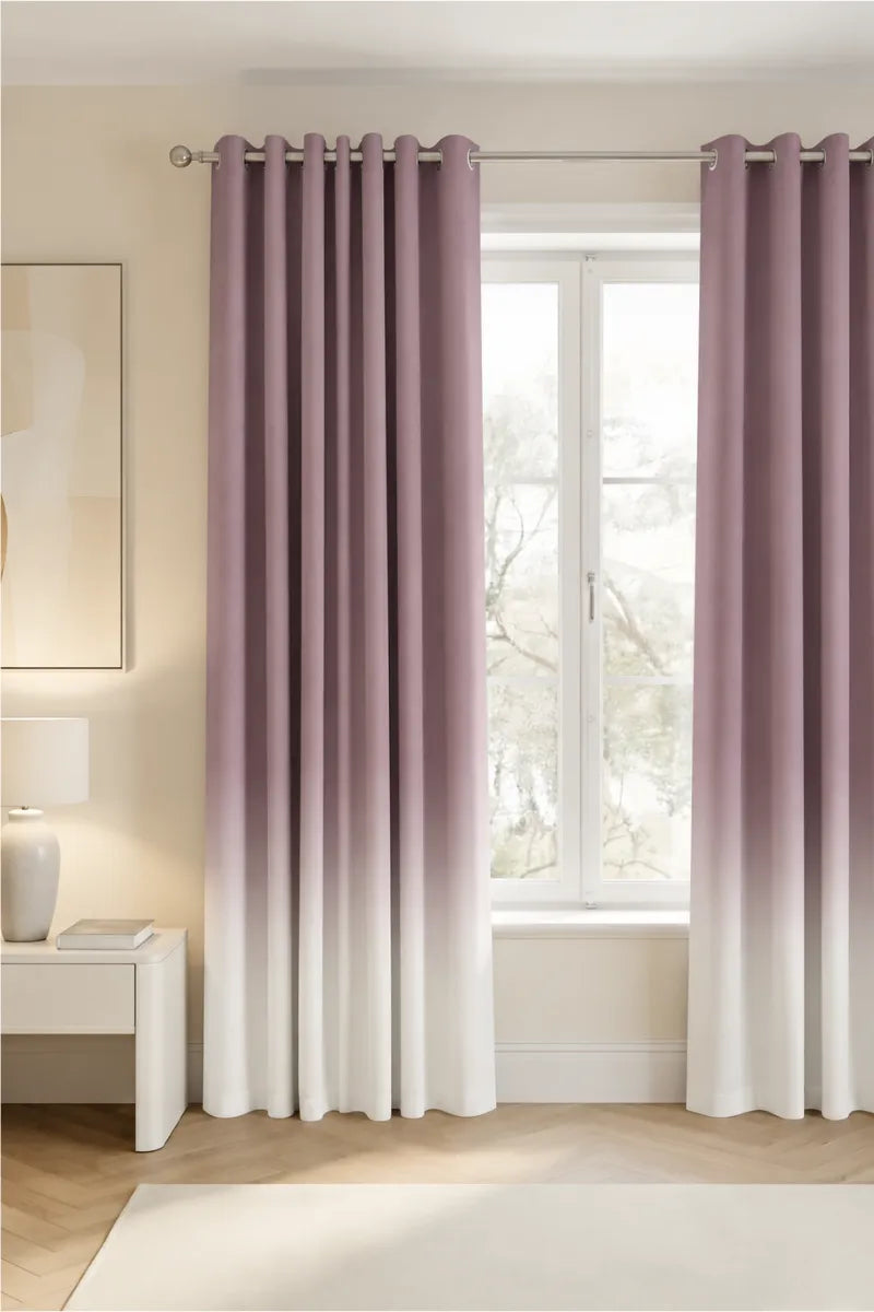 Dusty Rose (#A68797) Frosted Ombre Velvet Curtains – Set of 2 Panels
