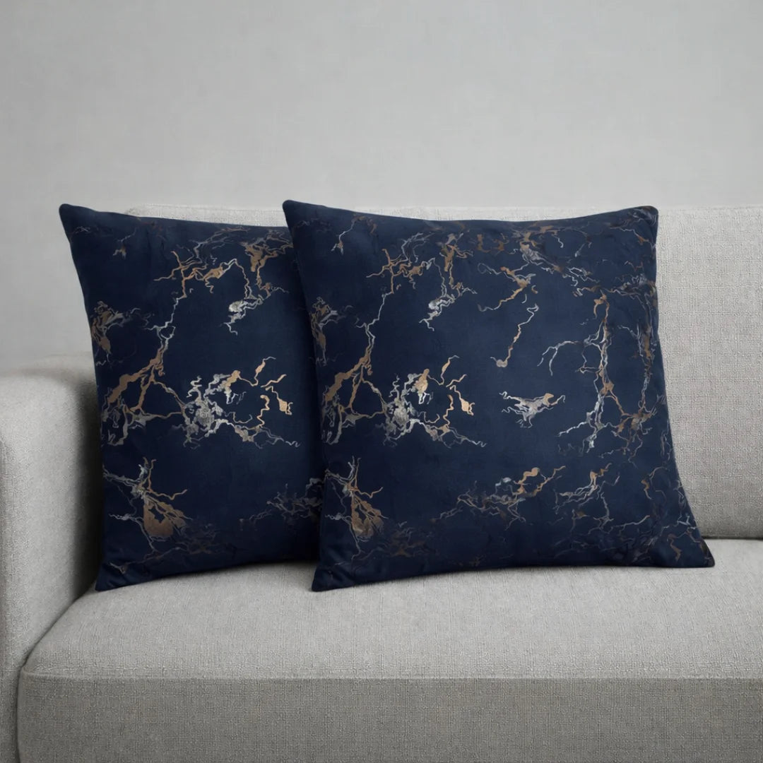 Marble Velvet Cushion – Premium Texture & Hidden Zip (Pack of 2)