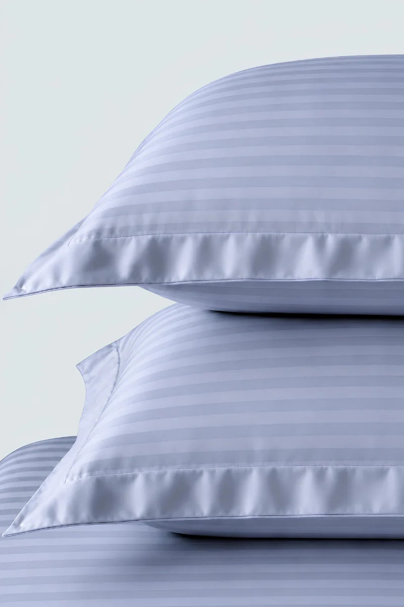 Ice Blue Stripe Fitted Bedsheet - King Size