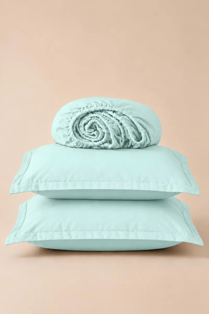 Ice Mint Solid 3-Piece Bedsheet Set