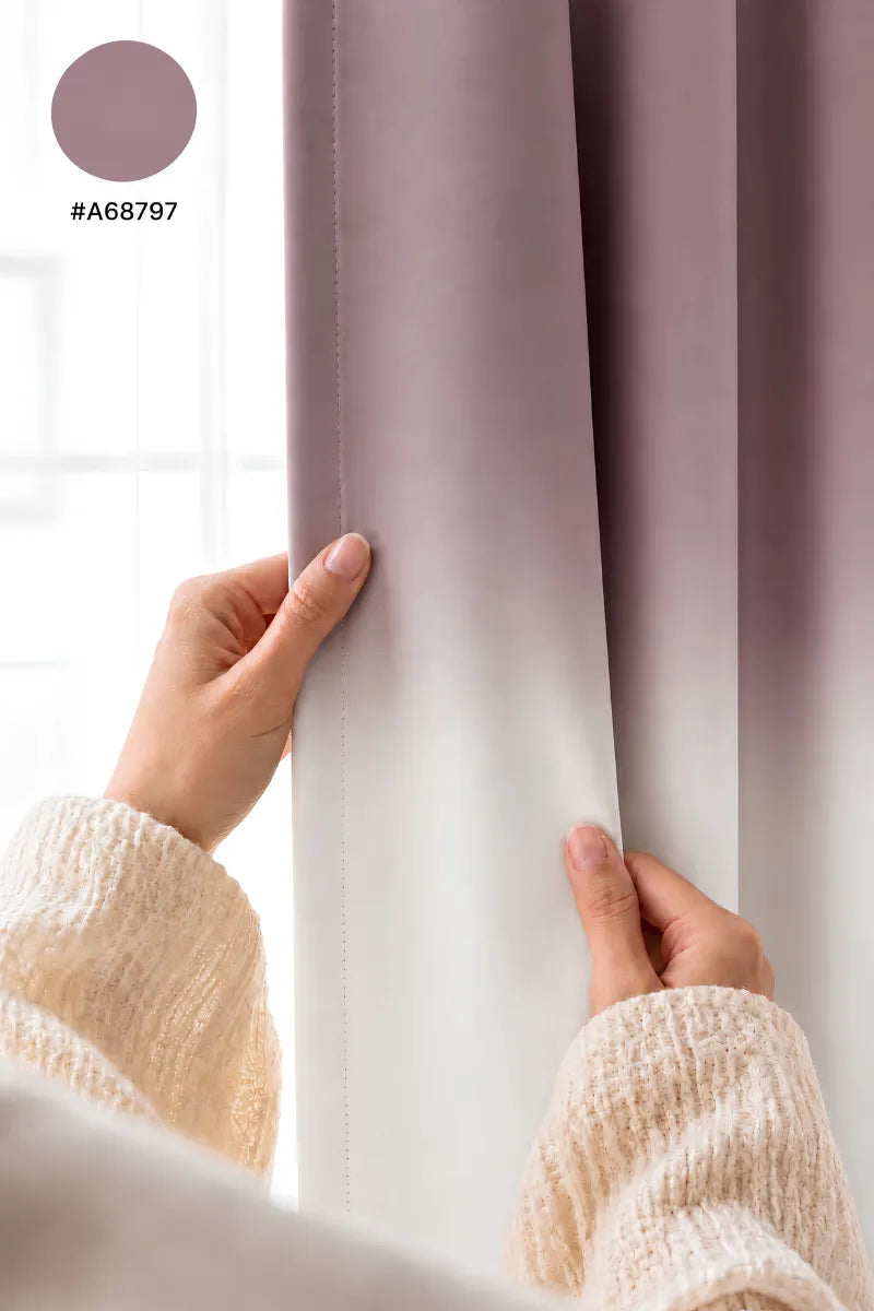 Dusty Rose (#A68797) Frosted Ombre Velvet Curtains – Set of 2 Panels