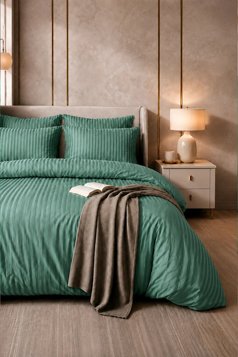 Teal Green Quilt Cover Set (6PCS - King Size)