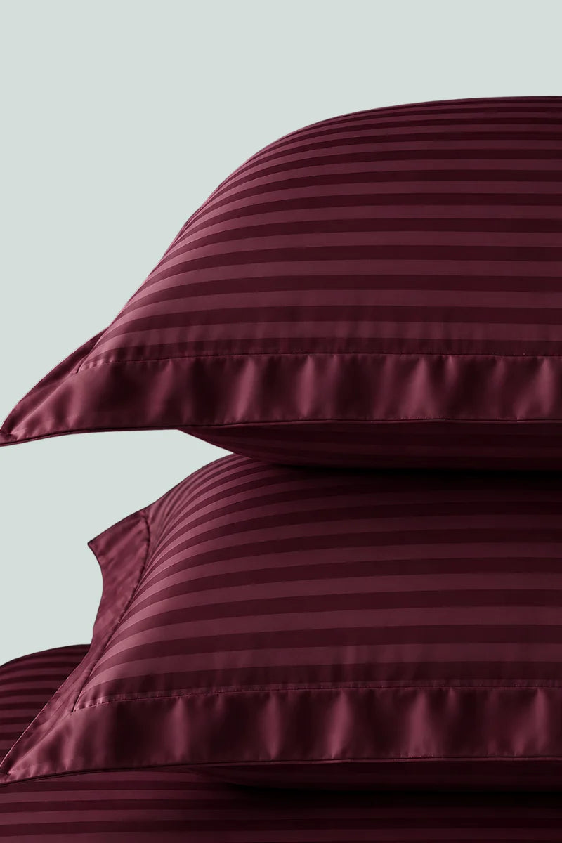 Deep Red Stripe Fitted Bedsheet - King Size