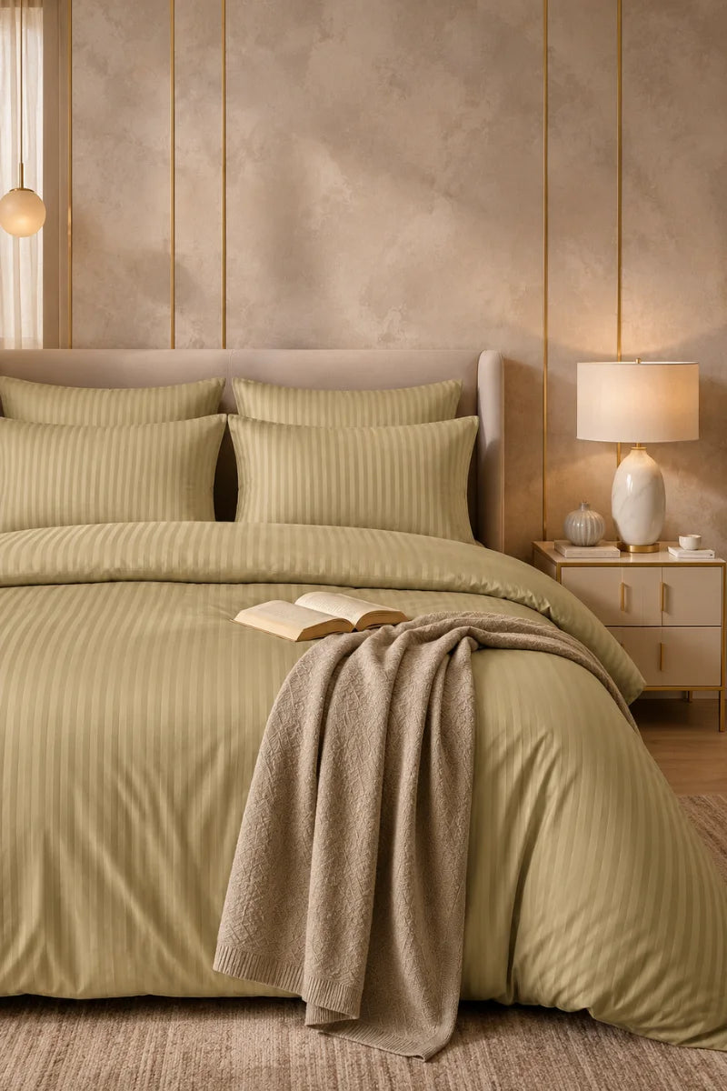 Khaki Quilt Cover Set (6PCS - King Size)