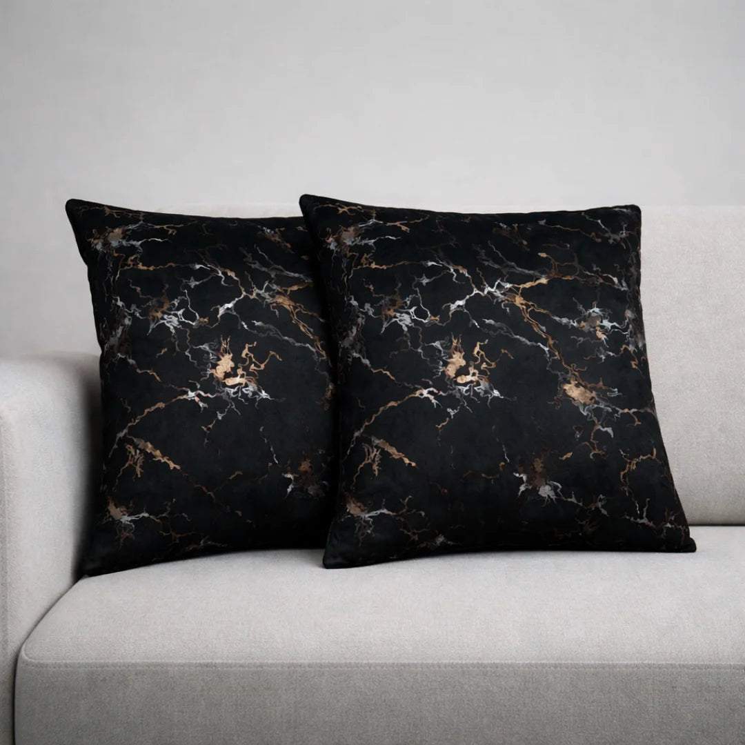 Navy Marble Velvet Cushion – Premium Texture & Hidden Zip (Pack of 2)