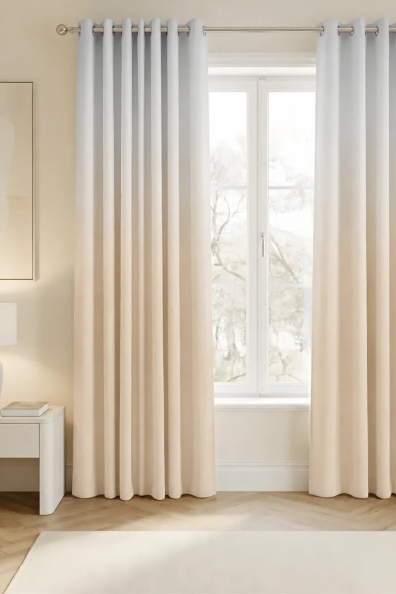 Soft Sand (#EBDAC9) Beige Dip-Dye Ombre Velvet Curtains – Set of 2 Panels