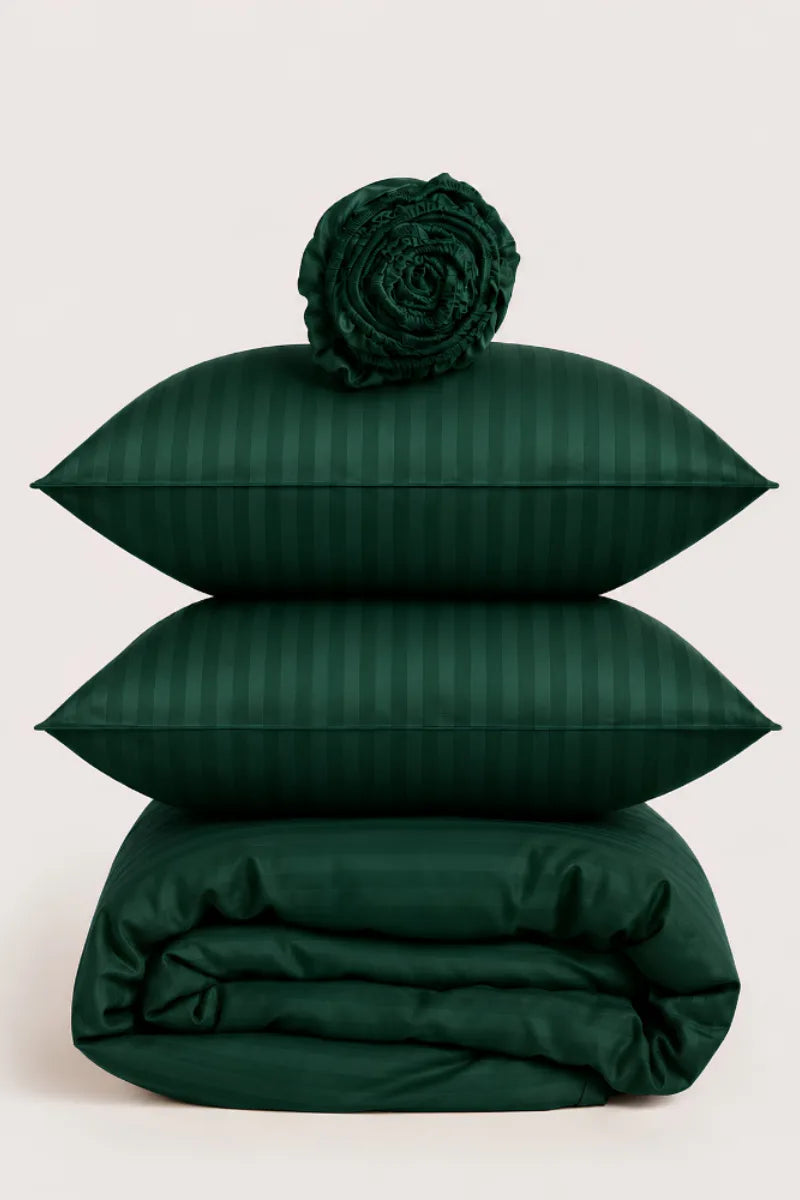 Dark Green Quilt Cover Set (6PCS - King Size)