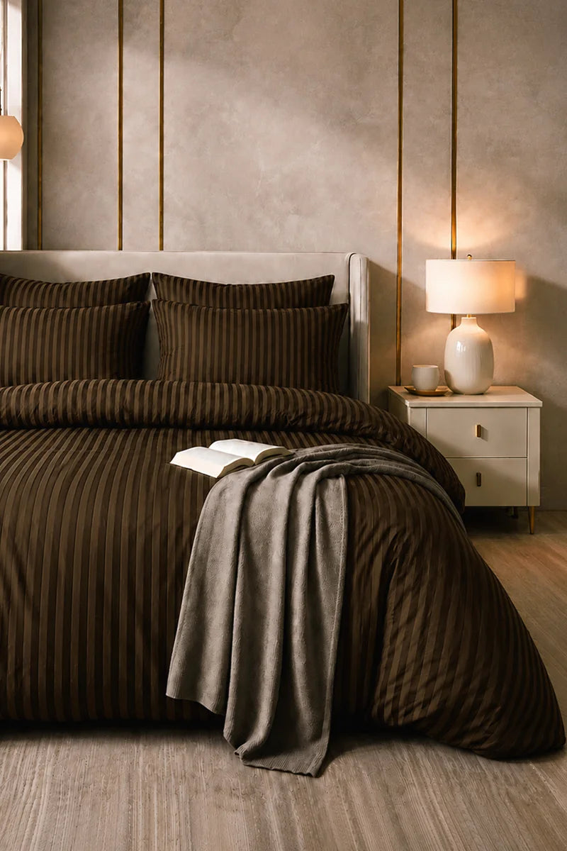 Dark Chocolate Brown Quilt Cover Set (6PCS - King Size)