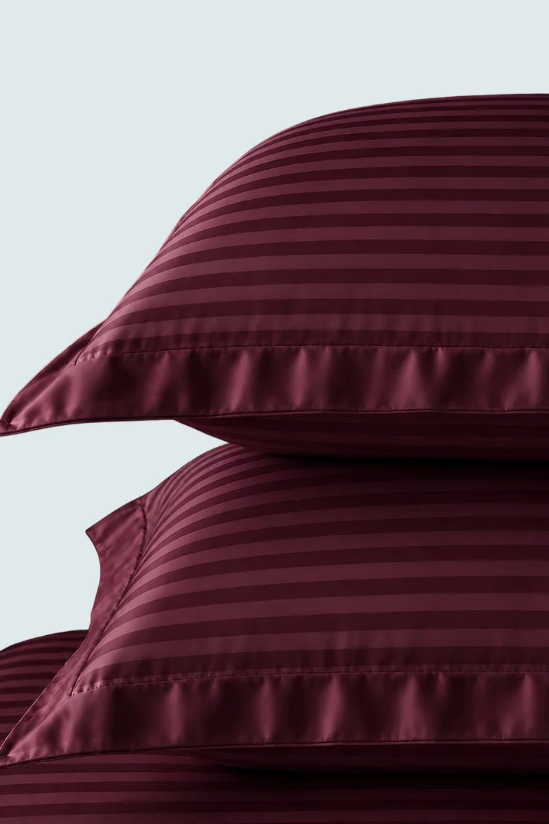 Deep Red Stripe Fitted Bedsheet - King Size