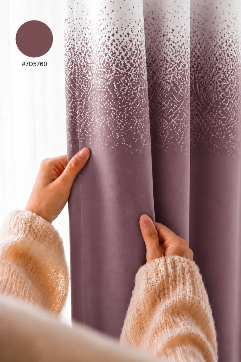 Muted Mauve (#705760) Speckled Ombre Velvet Curtains – Set of 2 Panels
