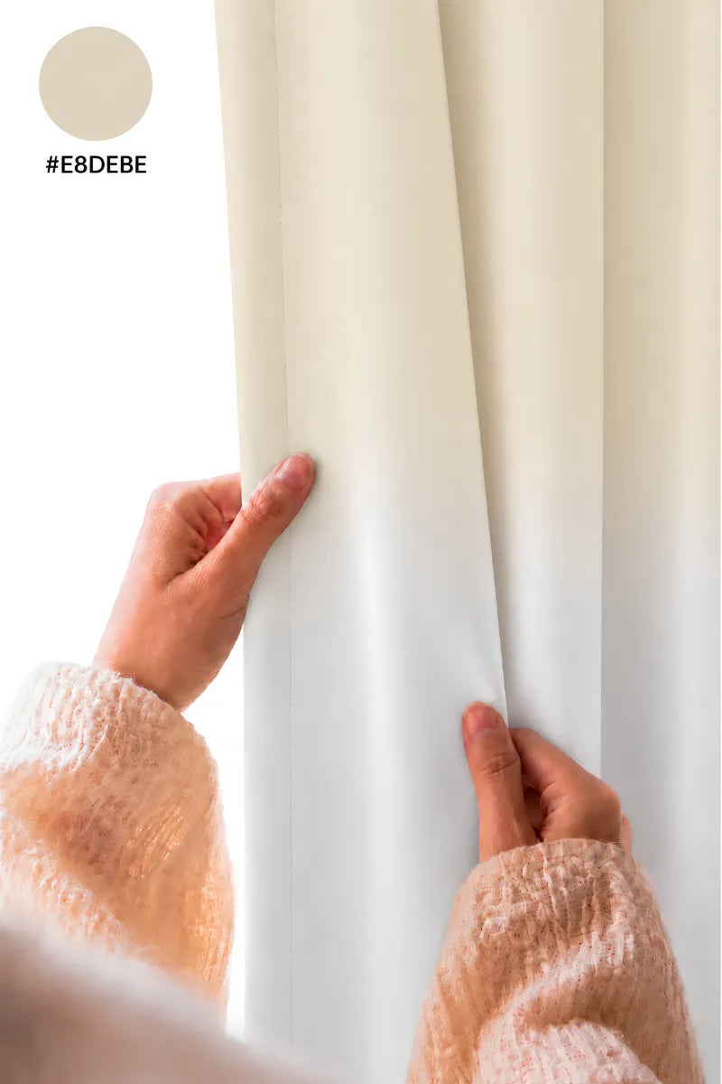 Cream Beige (#E8DEBE) Frosted Ombre Velvet Curtains – Set of 2 Panels