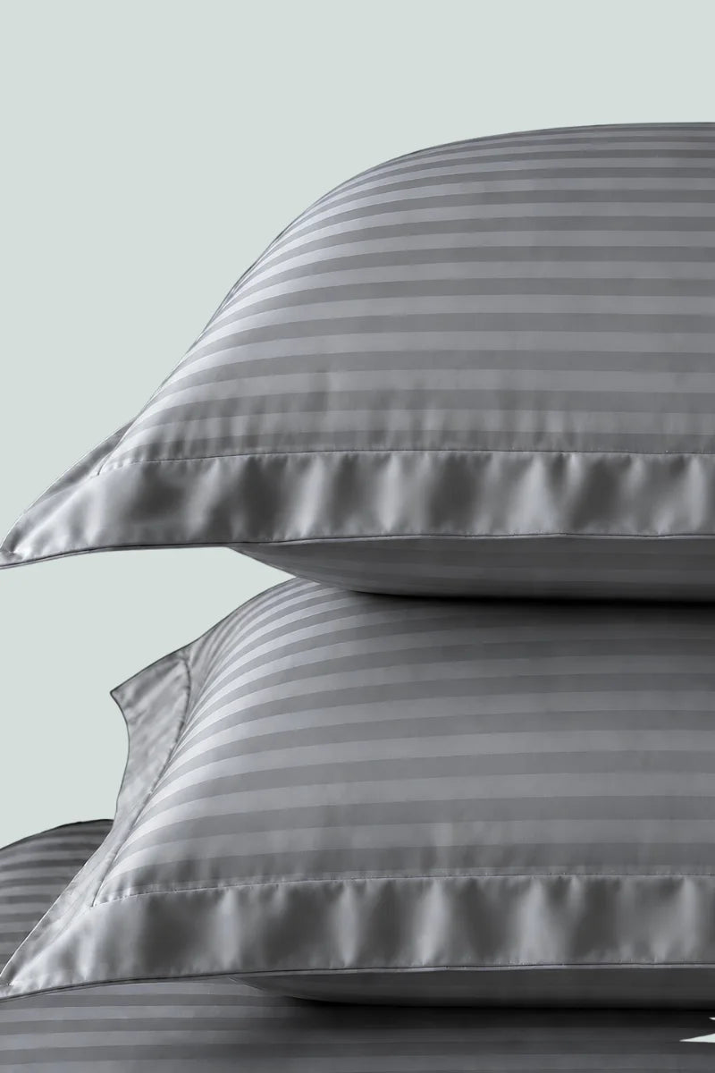 Light Grey Stripe Fitted Bedsheet - King Size