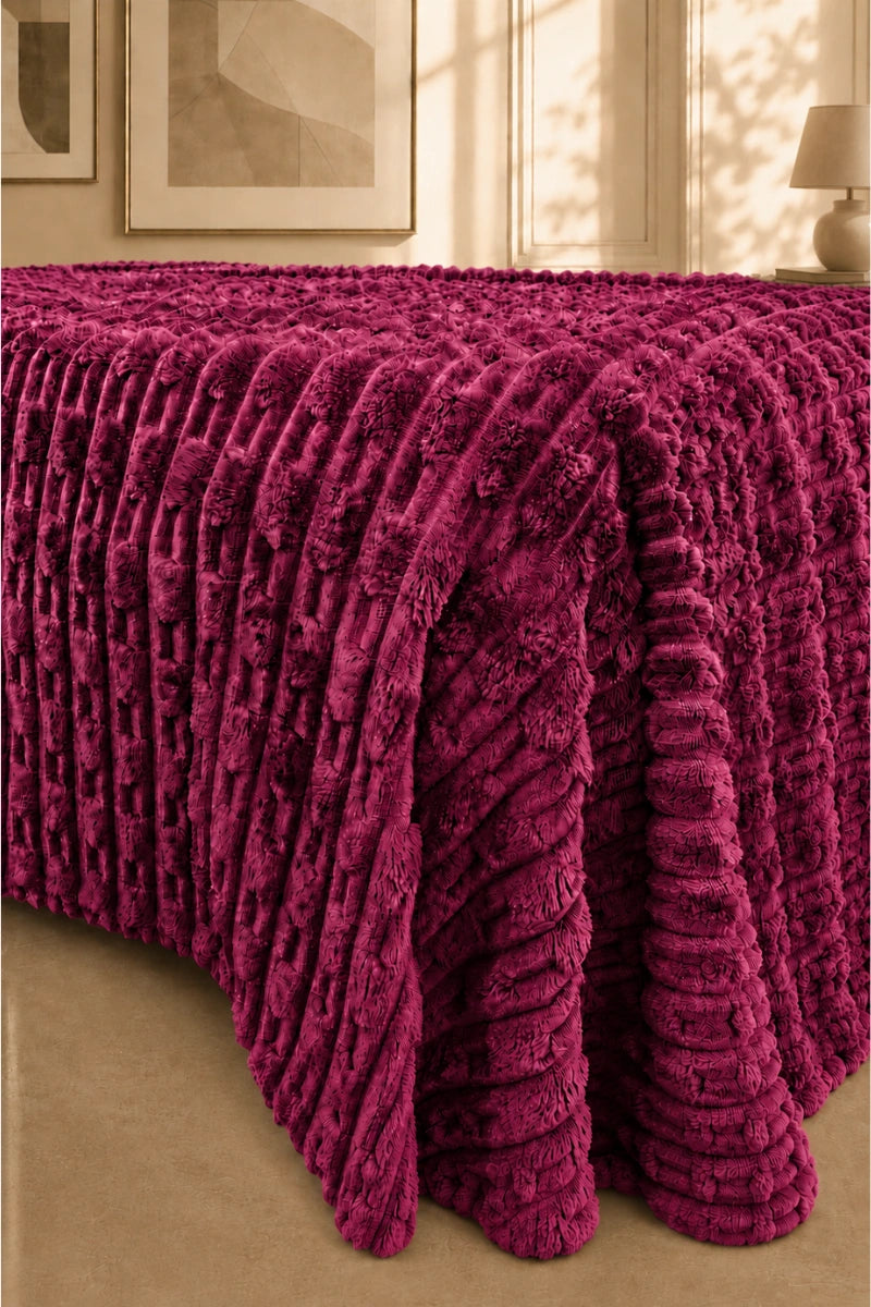 Raspberry Pink Textured Plush Blanket