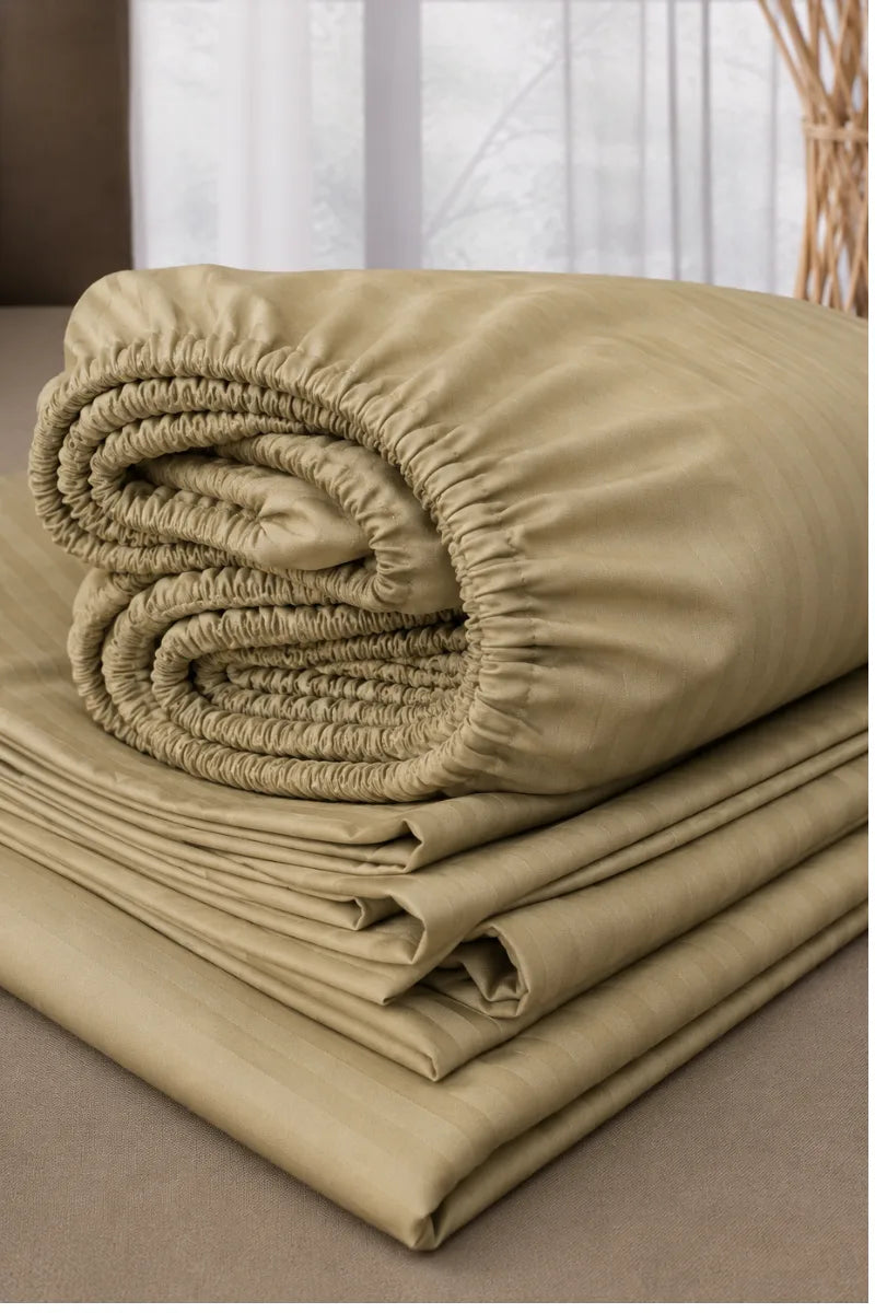 Khaki Quilt Cover Set (6PCS - King Size)