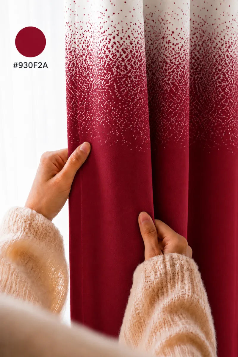 Ruby Red (#930F2A) Speckled Ombre Velvet Curtains – Set of 2 Panels