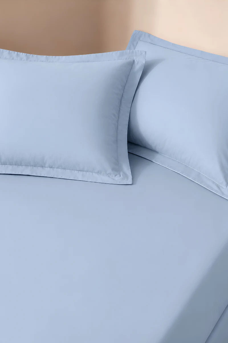 Powder Blue Solid 3-Piece Bedsheet Set