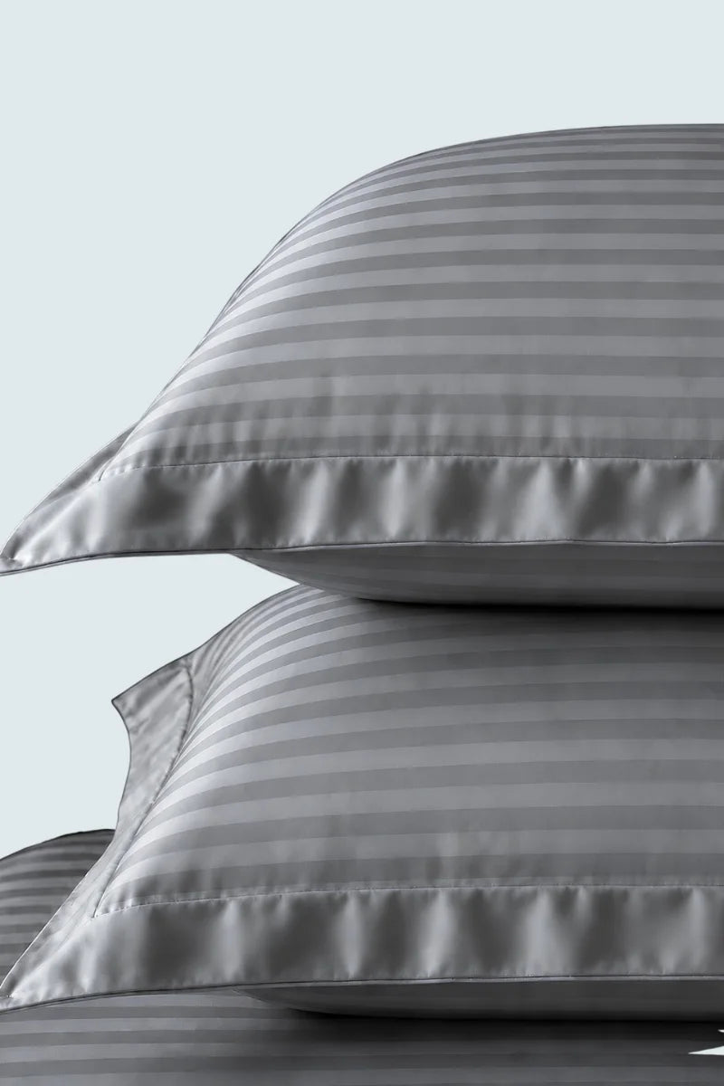 Light Grey Stripe Fitted Bedsheet - King Size