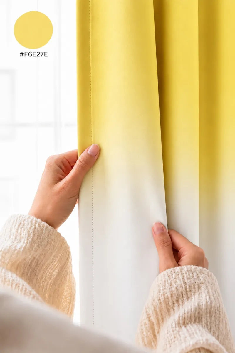 Lemon Yellow (#F6E27E) Frosted Ombre Velvet Curtains – Set of 2 Panels