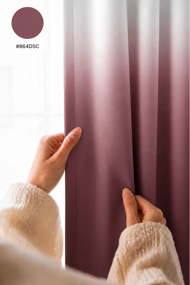 Vintage Mauve (#864D5C) Dip-Dye Ombre Velvet Curtains – Set of 2 Panels