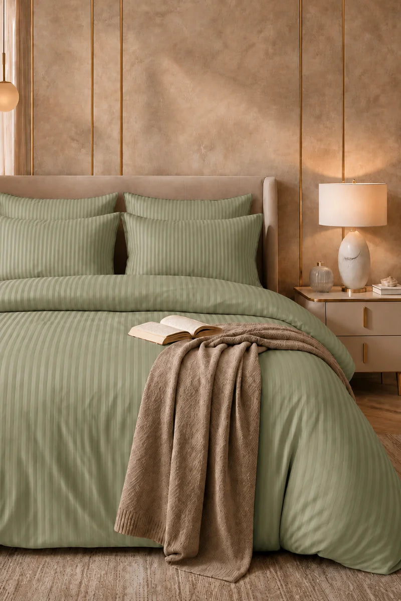Olive Green Quilt Cover Set (6PCS - King Size)