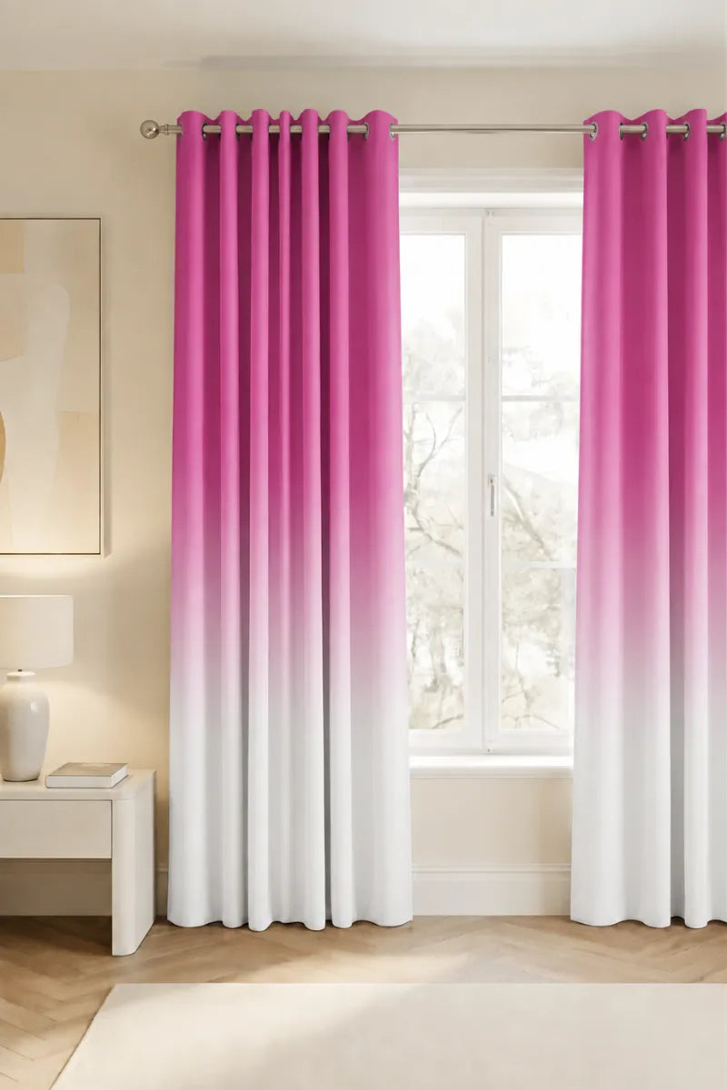Hot Pink (#B8CC82) Frosted Ombre Velvet Curtains – Set of 2 Panels