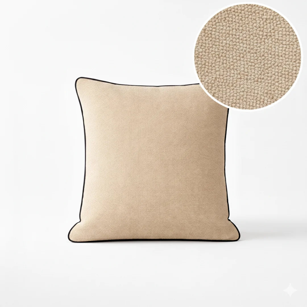 Beige Modern Terry Cushion – Soft Texture & Hidden Zip (Pack of 2)