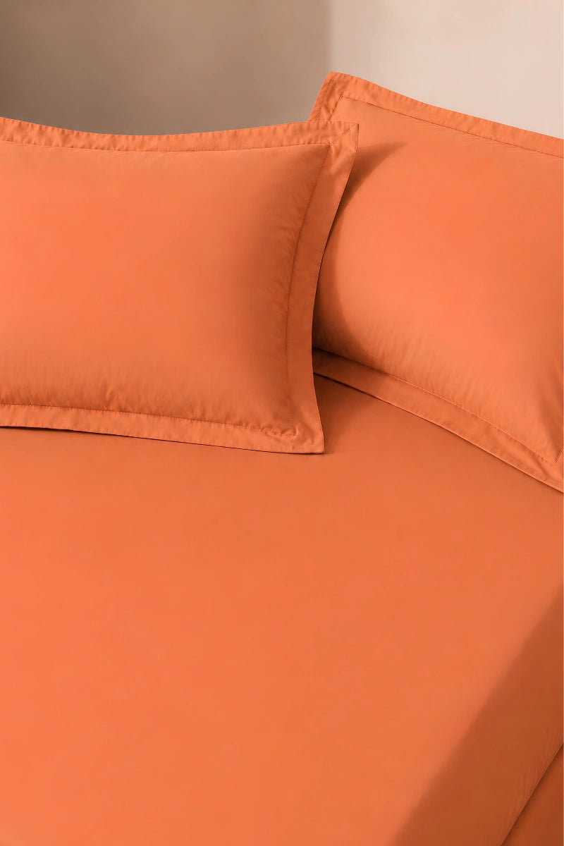 Burnt Orange Solid 3-Piece Bedsheet Set