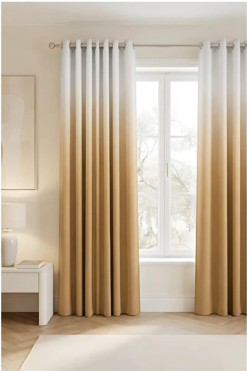 Golden Sand (#C3Cf07) Dip-Dye Ombre Velvet Curtains – Set of 2 Panels
