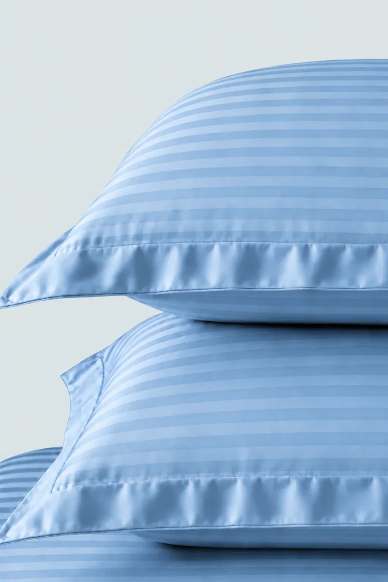 Sky Blue Stripe Fitted Bedsheet - King Size