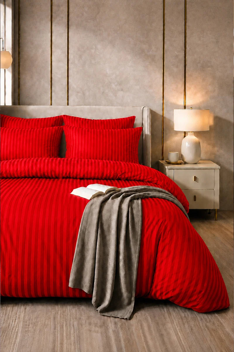 Vivid Red Quilt Cover Set (6PCS - King Size)