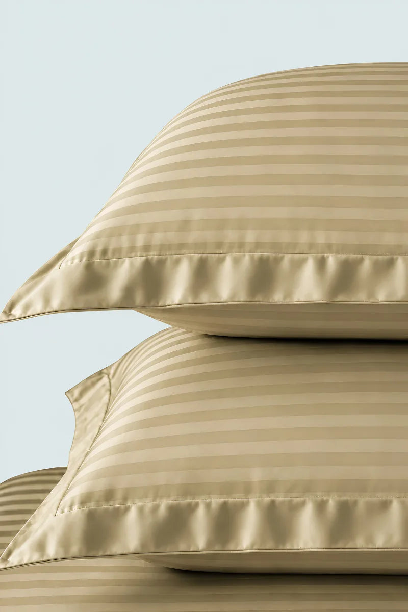 Beige Stripe Fitted Bedsheet - King Size