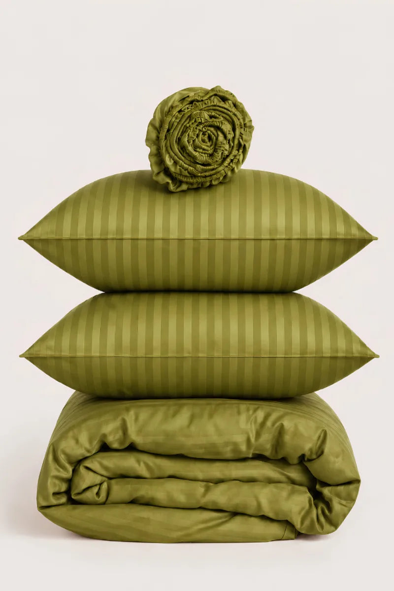 Olive Green Quilt Cover Set (6PCS - King Size)