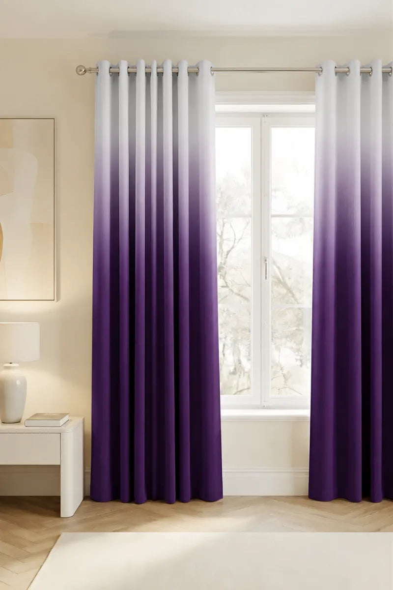 Royal Purple (#37696A) Dip-Dye Ombre Velvet Curtains – Set of 2 Panels